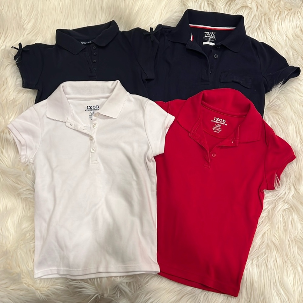 Bundle🛍️Nautica ,IZOD&French Toast girls 4 school uniform short sleeve shirts